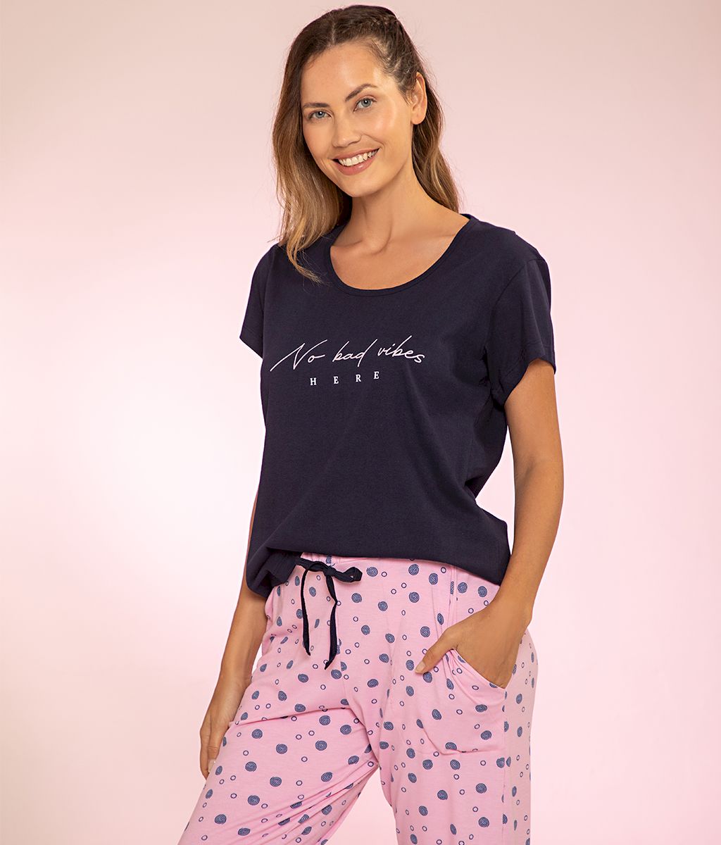 Pijama NOT BAD VIBES Plus Size SS - Florcitas