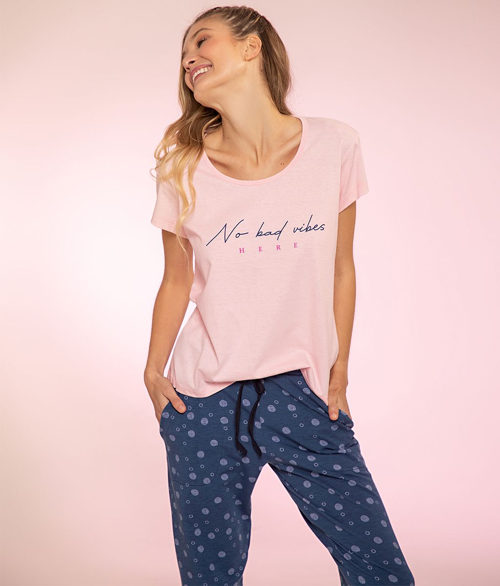 Pijama NOT BAD VIBES Plus Size SS - Florcitas