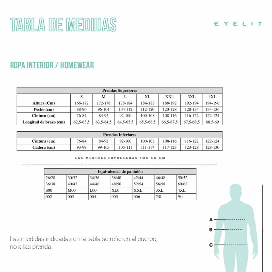 Pack x 3 Slip Tabla de medidas