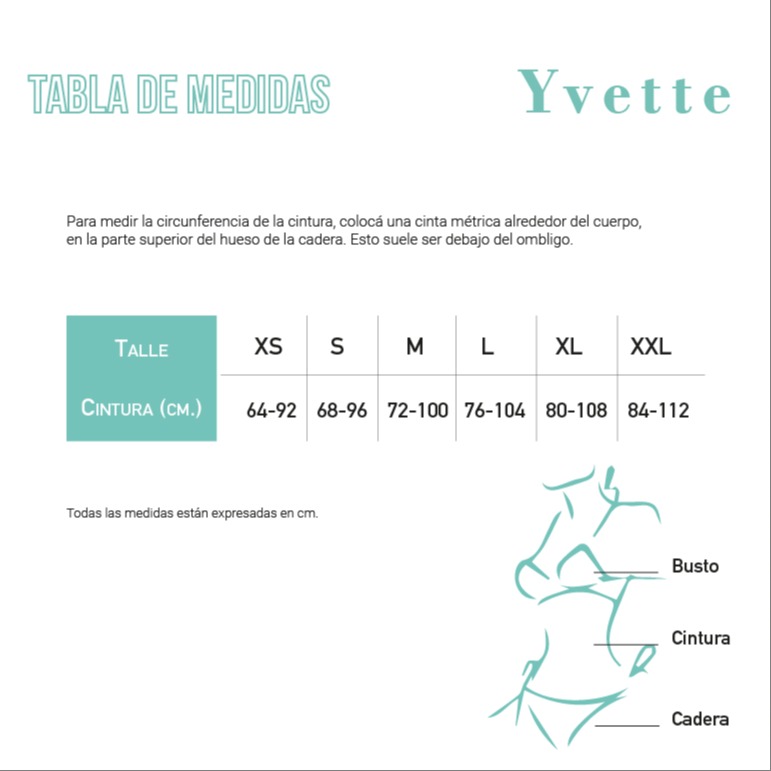 Bombacha Vedetina MENSTRUAL Tabla de medidas