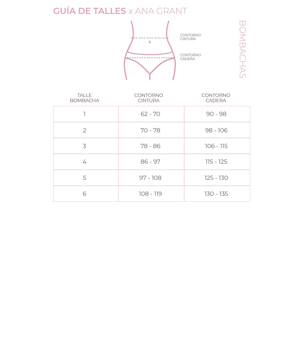 Trusa Reforzada Sin Pierna Tabla de medidas