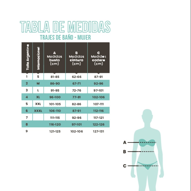 Bikini OJALILLOS PV Tabla de medidas